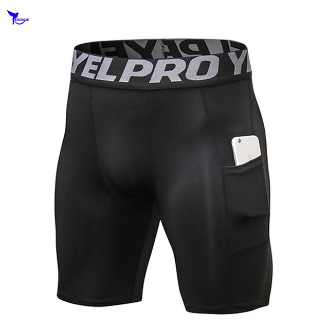 US $3.84 2019 Summer Pockets Compression Jogging Shorts Men Solid Elastic Running Leggings Crossfit Quick Dr