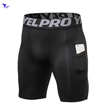 2019 Summer Pockets Compression Jogging Shorts Men Solid Elastic Running Leggings Crossfit Quick Dry Gym Fitness Tights Clothing
