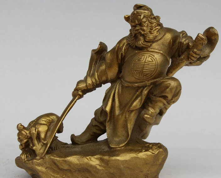

223@g++4" Chinese Myth Brass Chung Kuei immortal Zhong Kui Exorcism Statue Sculpture