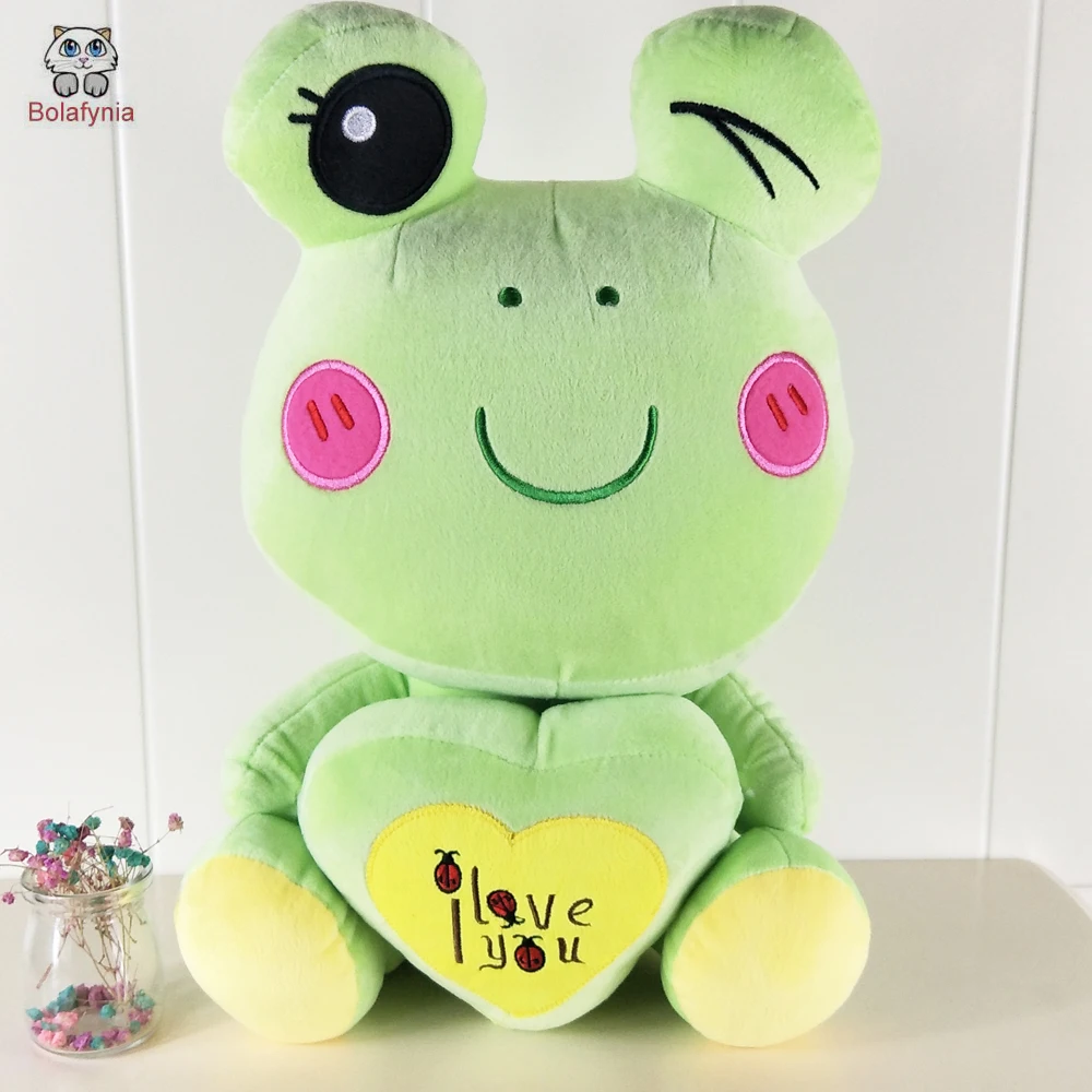 

Frog Figurine Holding Heart Love Valentine's Day Beetle Pillow Cushions Birthday Gift Children Plush Stuffed Toy