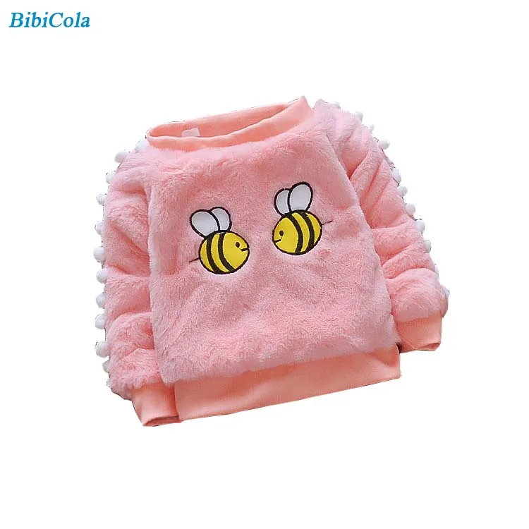 BibiCola/свитер для маленьких девочек; зимняя детская одежда для девочек; детский теплый свитер с длинными рукавами для девочек; bebe; утепленная одежда для девочек - Цвет: pink