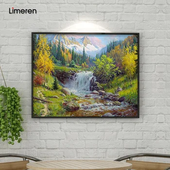 

Oil Painting By Numbers DIY Picture Waterfall Drawing On Canvas Oil Coloring By Hand Landscape Kits Drawing Modern Wall Art