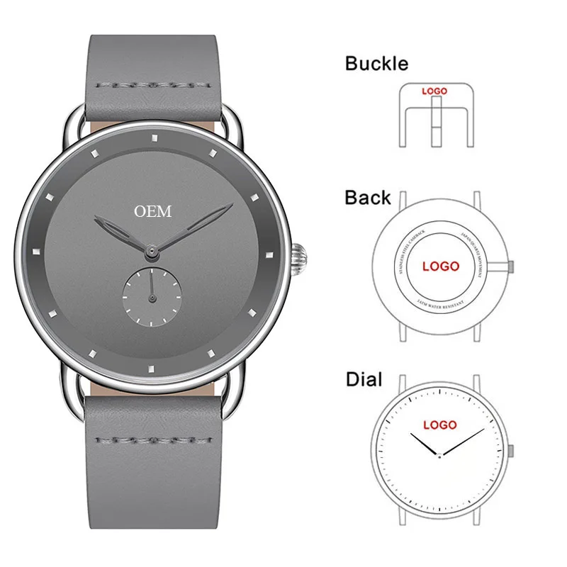 

CL039 Custom Logo Watches Men Wrist Subdial Working Chronograph Watches Men Relogio Hombre Genuine Leather Designer watches