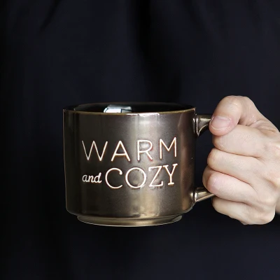 Золотое слово Ретро керамическая чашка молоко сок посуда для напитков офис Домашний Кубок подарок - Цвет: Mat warm