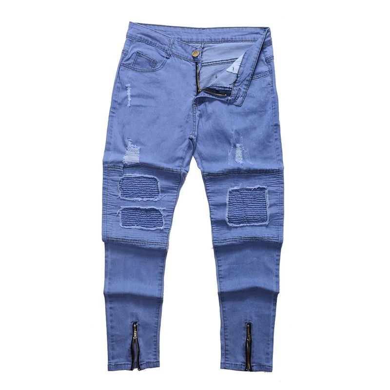 NIBESSER, обтягивающие джинсы, мужские сексуальные рваные Стрейчевые джинсовые брюки, мужские осенние прямые уличные джинсы-карандаш размера плюс