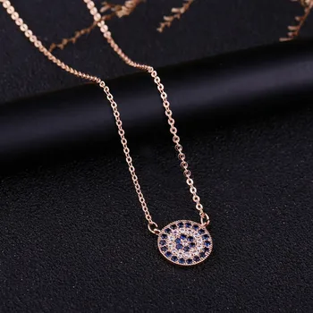 

Trendy Cubic Zirconia Crystal small Evil Eyes Necklace Classics Blue cz gold chain Necklaces For Women Jewelry 2019