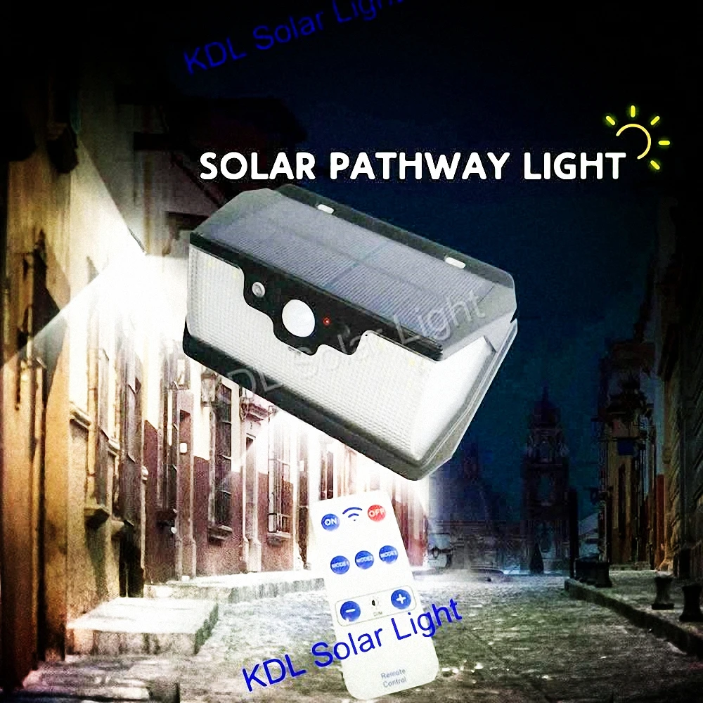 

55 LED 900lm Solar Light remote control radar smart 3 side lighting indoor switch lamps IP camp street wall lamp yard ca