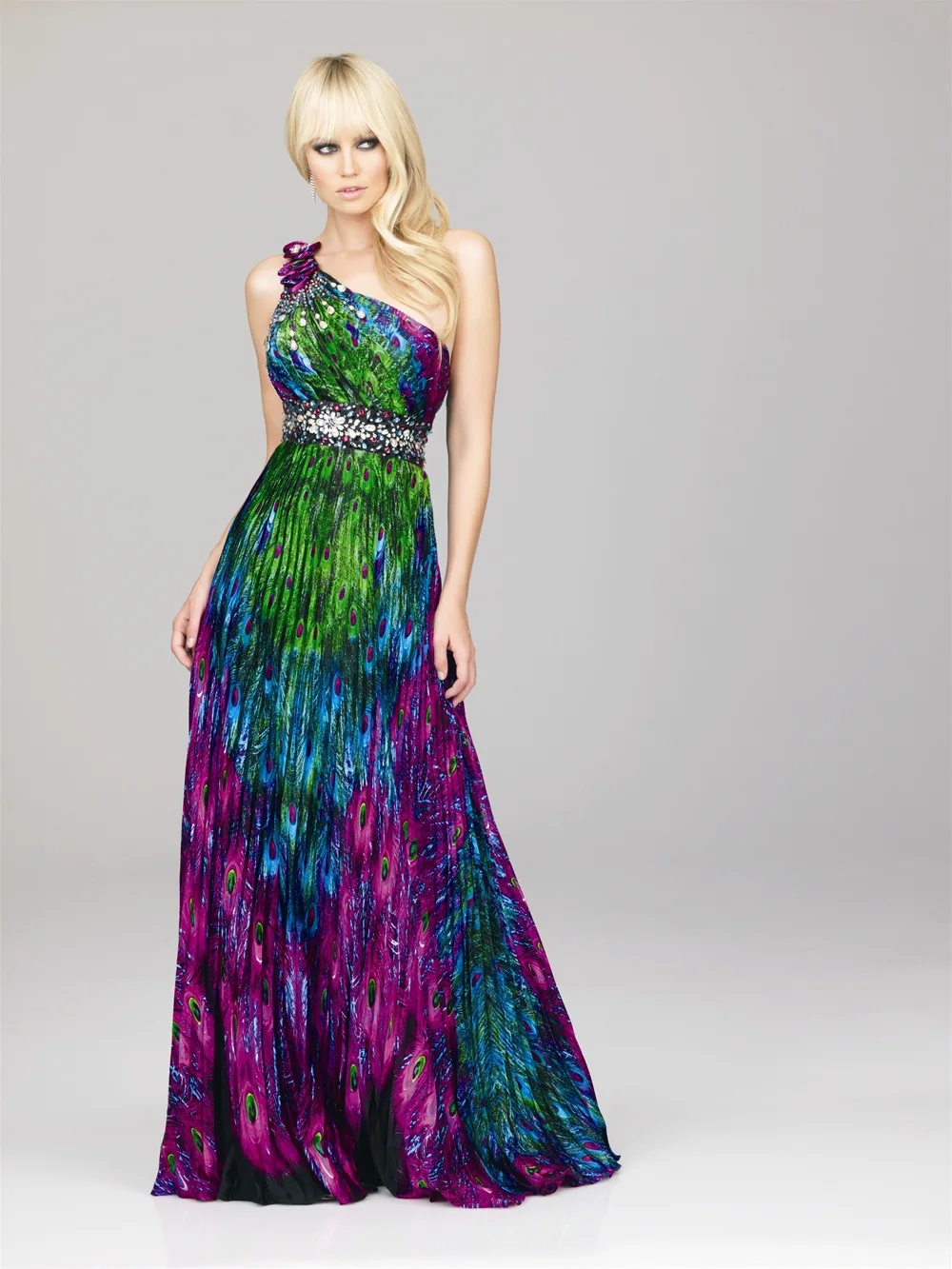 Peacock Print Prom Dresses
