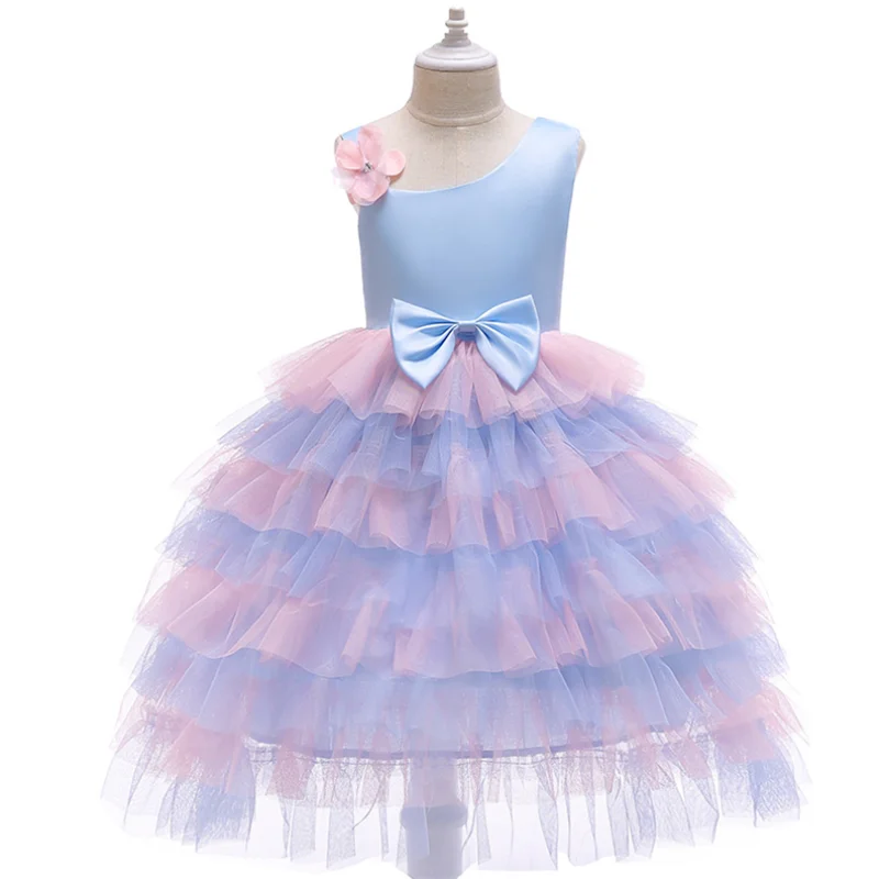 

2019 Explosion Girl Mesh Gauzy Princess Dress European and American Holiday Dress Bow Flower Girl Dress