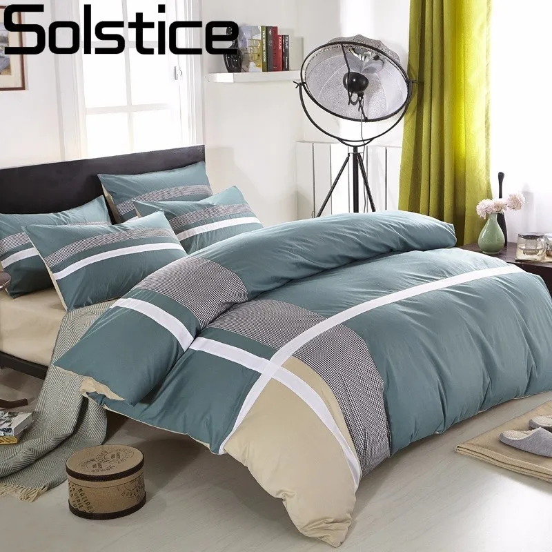 Solstice Home Textile Cross Stripes Style 100%cotton 4pcs Bedding Sets Fashion Casual Bed Linen Quilt/duvet Cover Bed Sheet