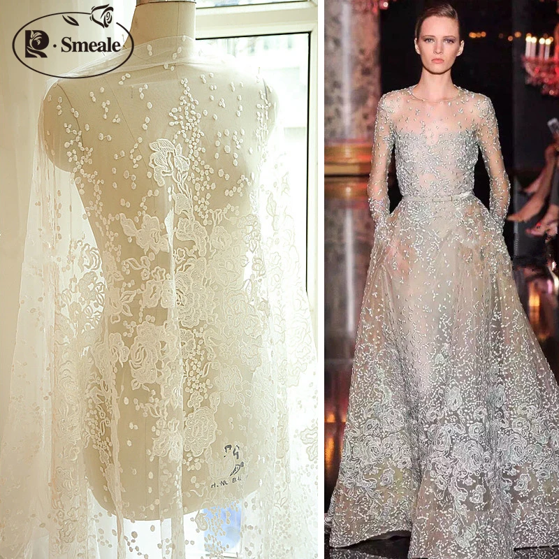 Ivory White Red Black Luxury Sequins Embroidery White Bud Silk