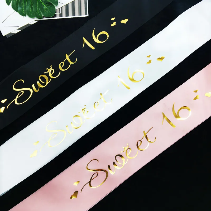 

OUDIROSE Black White Pink 16 Year Old Princess Birthday Belt Girl Happy Birthday Party Decoration Supplies Preferred Gifts