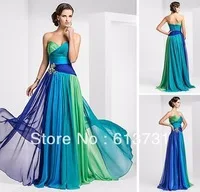 Custom Made Sweetheart Sweep Train Ruffles Long Evening Dresses and Prom Dresses With Beads Real Pictures TB182