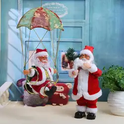 Креативный Электрический Санта-Клаус парашют Плюшевая Кукла рождественские подарки для детей креативная Рождественская елка подвесное