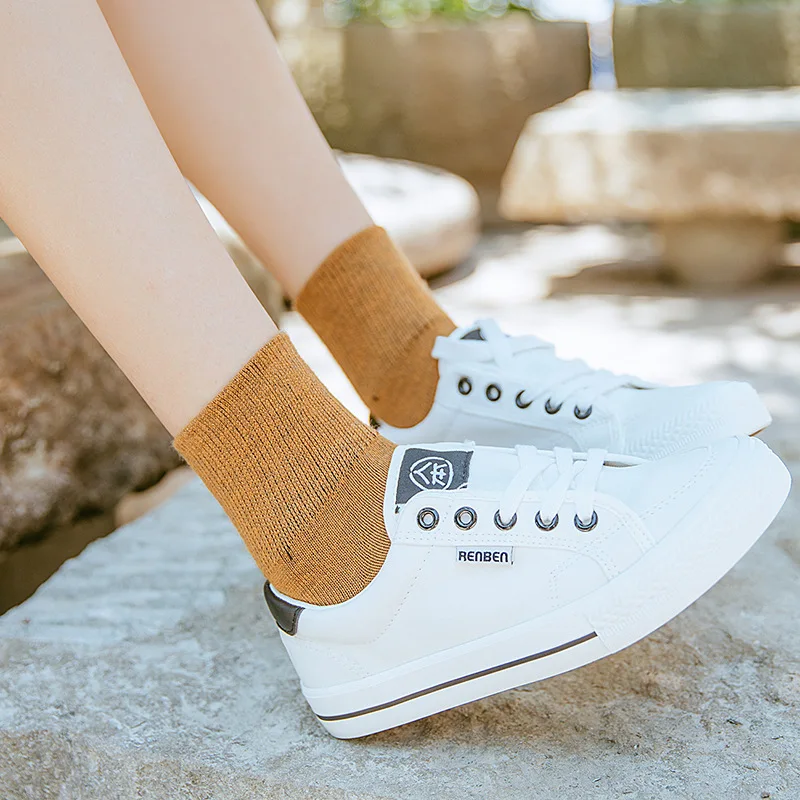 

Dreamlikelin Solid Girls Preppy Style Socks Women's Socks Spring Autumn Woman Ankle Socks