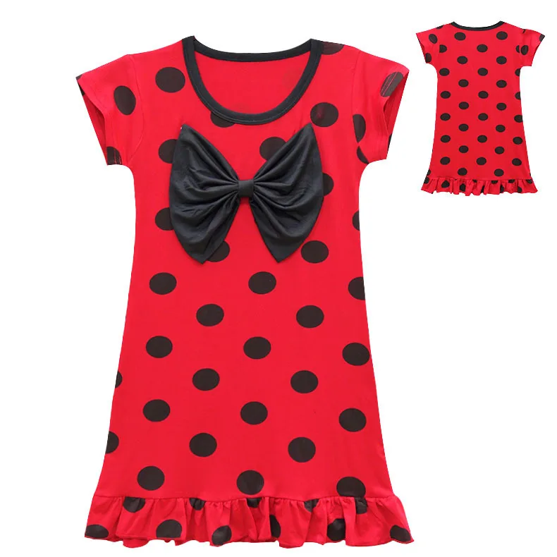 

2-10 Years Summer Big Bow Baby Girls Dress Lady Bug Girls Ladybug Christmas New Year Halloween Cosplay Costume Gift
