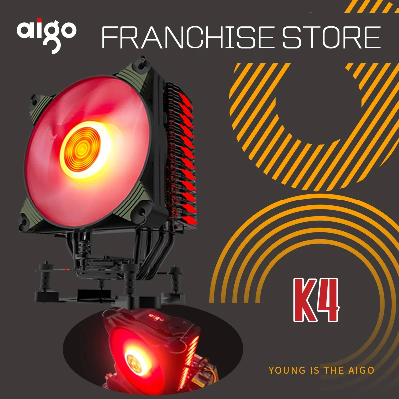 Aigo K4 RGB Led مروحة تبريد لوحدة المعالجة الرئيسية خافضات المبرد 120 مللي متر الصامت PC التبريد مروحة عالية الجودة إنتل AMD 12 V وحدة المعالجة المركزية ...