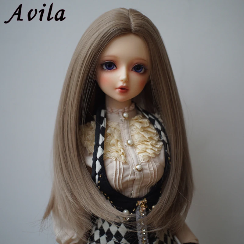 

Top Quality BJD SD Doll wig 1/3 1/4 1/6 1/8 1/12 doll hair Slightly curled Long hair Deep Brown Heat resistant Doll Wig
