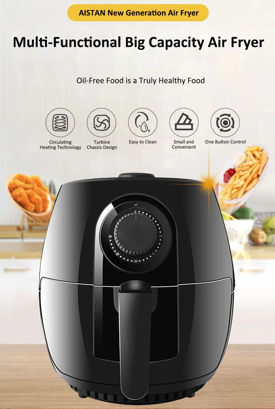 MS289 Multi-Functional small electric smart kitchen air fryer oven oil free 1200W for home use or commercial use