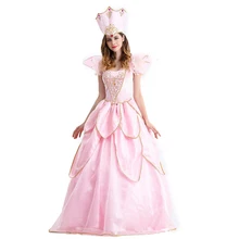Модный розовый костюм принцессы для женщин взрослых нарядное платье с шляпой цветок красивая женщина костюм Хэллоуин