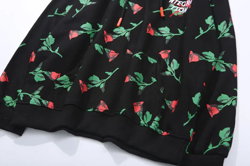 Red Rose Full Printed Embroidery Letters Hoodies 5