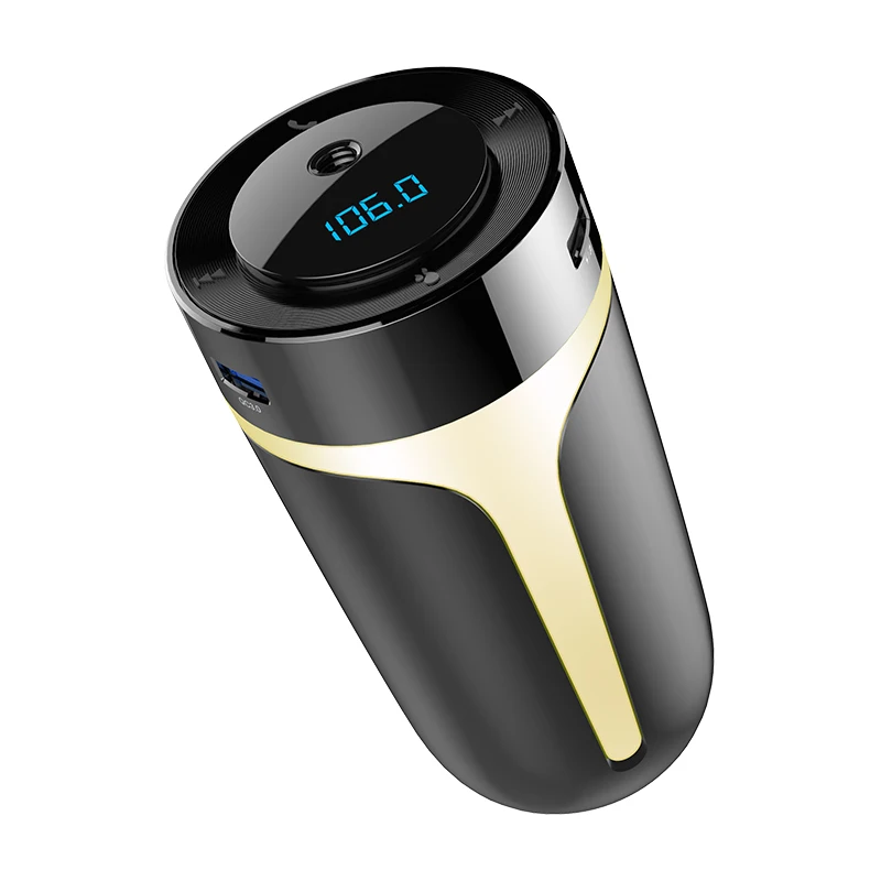 YASOKRO 5 в 2.1A Автомобильный многофункциональный очиститель воздуха с двойным USB Автомобильное зарядное устройство fm-передатчик Bluetooth автомобильный комплект AUX для дома и офиса - Название цвета: Черный