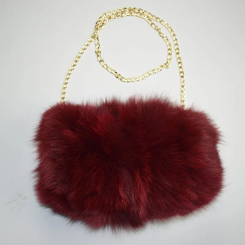fox fur handmuff wine red 11