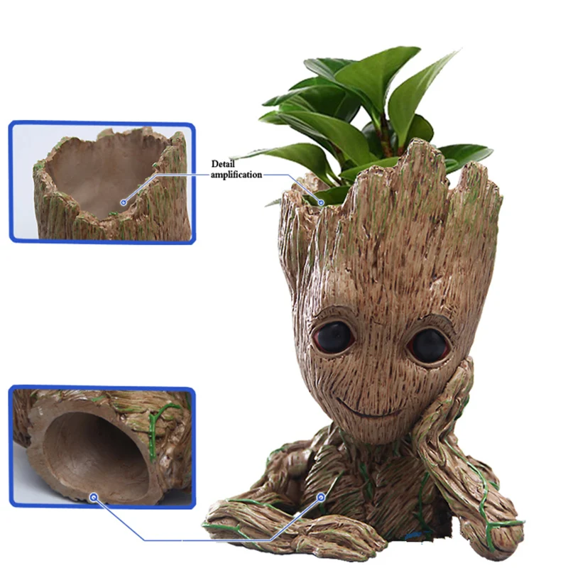 Drop shipping Creative Flowerpot Baby Grootted Action Figures Cute Model Toy Pen Pot holder PVC Hero Vessel Home Decor | Дом и сад