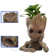 Drop shipping Criativo Vaso Grootted Bebê Brinquedo Modelo de Figuras de Ação Bonito Caneta titular Vaso de PVC Herói Modelo de Navio Decoração Da Sua Casa