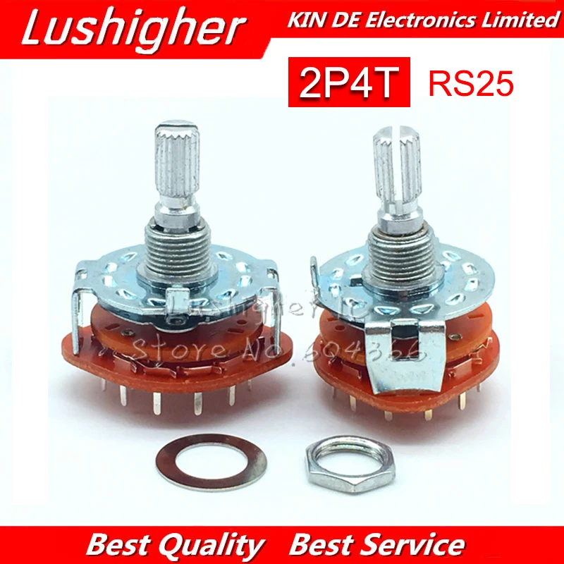 2PCS RS25 Band switch 2P4T Mount Rotary Switch Selector 2 Pole 5 Position Knob | Электронные компоненты и