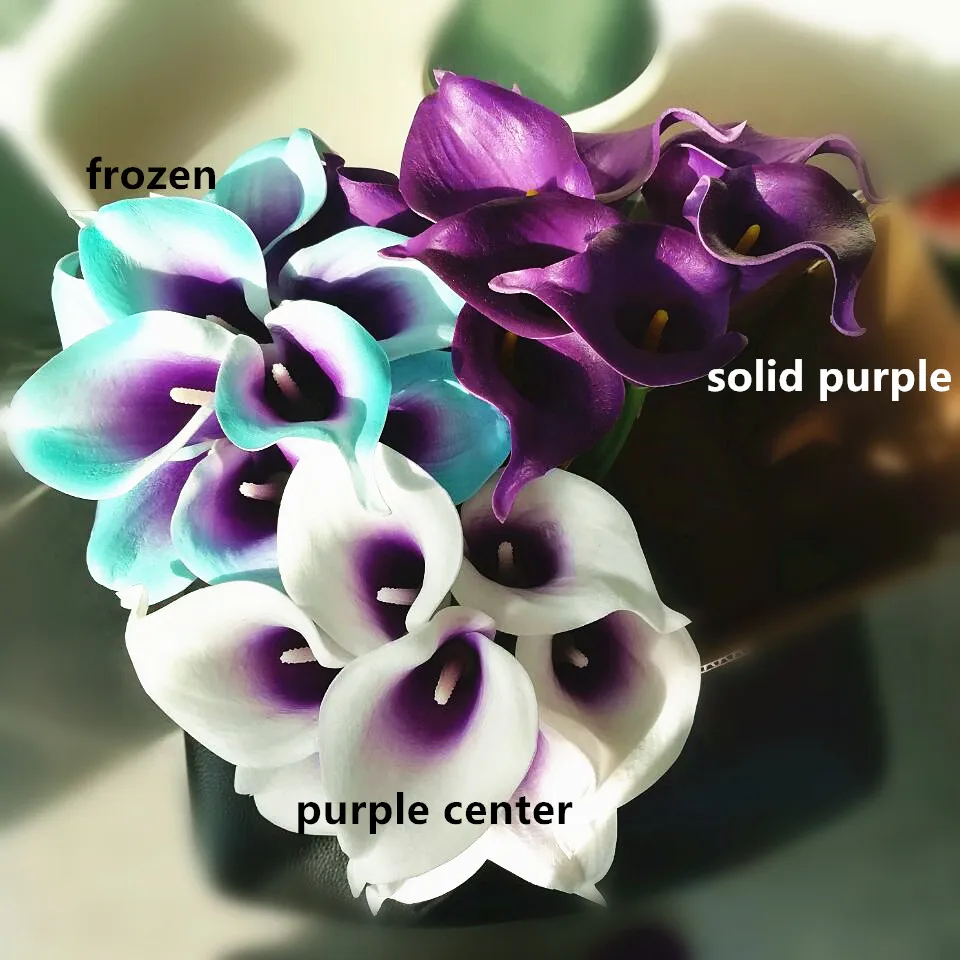 Настоящее прикосновение Пикассо фиолетовый Калла лилии букет 10 шт./лот замороженное сердце Калла Лилия для свадебных букетов