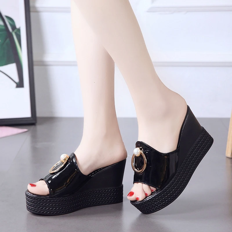 

Lucyever 2019 Summer Sexy Peep Toe Platform Wedges Sandals Women Fashion High Heels Female Slippers Slides Zapatos De Mujer