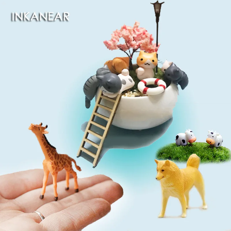 

Kawaii Duck Cat Hedgehog Animal Micro Fairy Garden Miniature/Terrarium Ornaments DIY Accessories Bonsai Decoration Resin Crafts