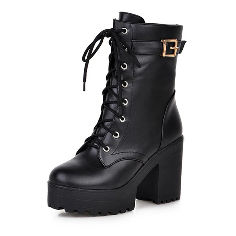 

female shoes thick bottom lace women's boots women's shoes thick with short boots