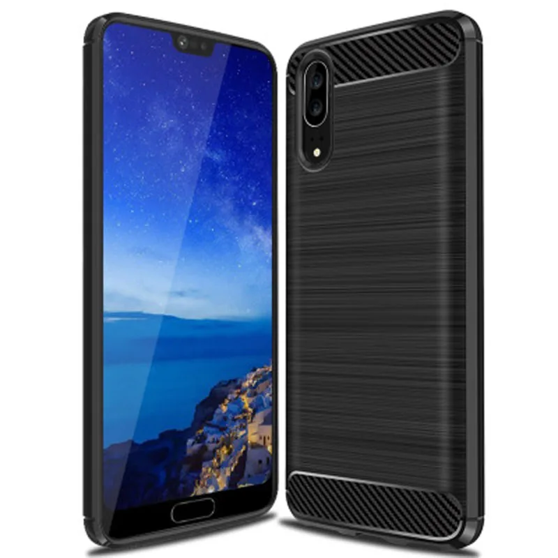 Чехол для huawei P20 крышка из углеродного волокна Защита мягкий силиконовый задняя