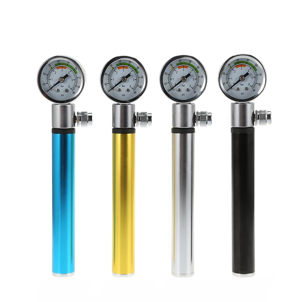 Portable Aluminum Alloy High Pressure Bike Pump with Air Pressure Gauge