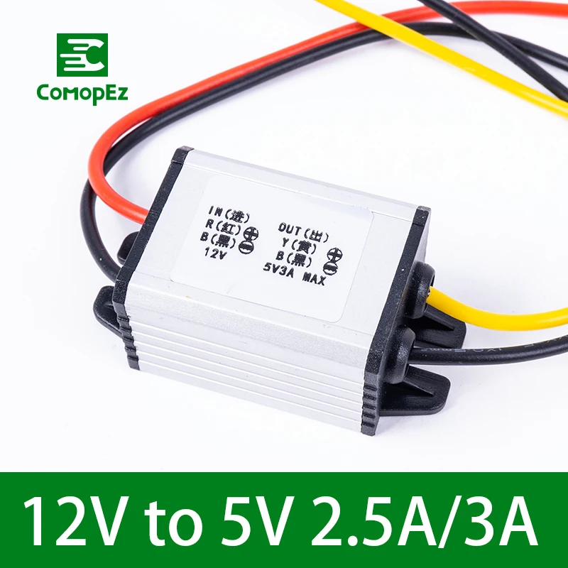 

12V to 5V 2.5A 3A Step Down DC DC Converter Waterproof Golf Cart Voltage Reducer High Quality CE RoHS Certification for Cars