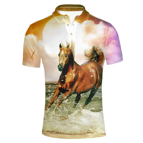 FORUDESIGNS/рубашка 3D лошадь животных печати Летняя одежда Топ взрослых топы, футболки для Для мужчин короткий рукав рубашки Homme - Цвет: W3932CS