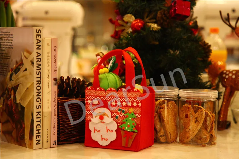 Упаковка из 20 шт. Рождество мешок конфет квадратный Фетр мешок подарков кондитерское изделие Рождественский подарок для Детская вечеринка подарок