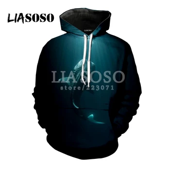 

LIASOSO Mens and Womens Hoodie Ferocious Sharks Casual Long Sleeve Hooded Sweatshirt 3D Printed Hooded Branded Clothing W060