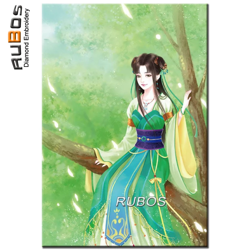 RUBOS DIY Diamond Embroidery Ancient Chinese Girl 5D Diamond Painting Diamond Mosaic Paint Full Layout Rhinestone Picture Canvas (1)