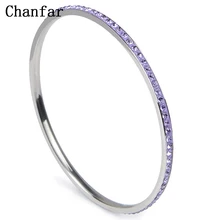 Chanfar 1 Row Classic Stainless Steel Style & High Quality Women Elegant Round Love Bangle Bracelet Jewelry