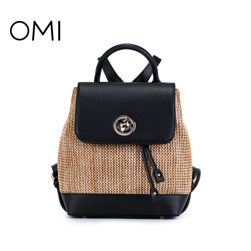 

Omi2018 new woven backpack fashion handbags leisure bag travel bag beach bag