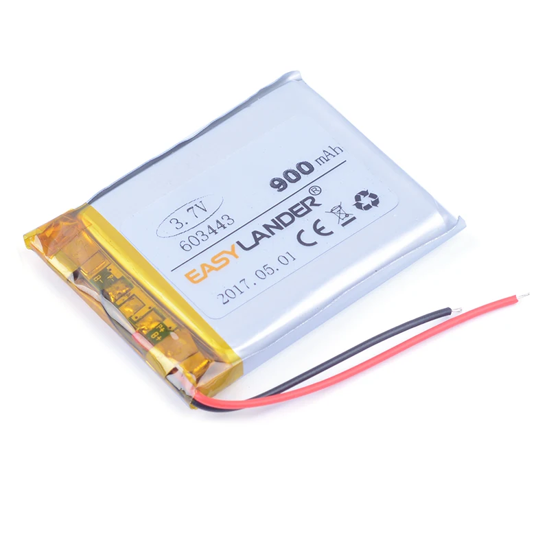 

603443 3.7V 900mAh Lithium li-Polymer Li-ion Rechargeable Battery For Mp3 MP4 MP5 GPS PSP DVR E-Book mobile electronic part