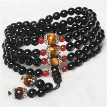 Natural Stone Black Agate Bracelet Round Bead Silver Red Tiger Eye Lucky Bangle Women Crystal Quartz Jewelry Love Energy Gift lii ji natural stone black onyx agate clear quartz crystal with jade clasp bracelet for women party