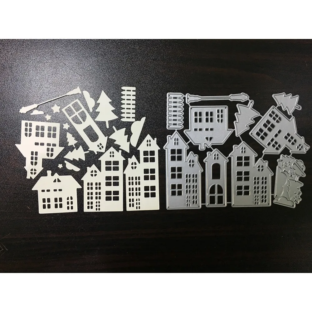 

HamyHo Metal Steel Cutting Dies Assemble Building Frame Stencil For Crafts DIY Scrapbooking Paper/photo Cards Embossing Dies