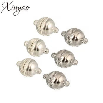 

XINYAO 10pcs/lot Rhodium/Silver Color Strong Magnetic Clasps fit Necklace Dia 8mm/10mm End Caps Clasps For Jewelry Making F843