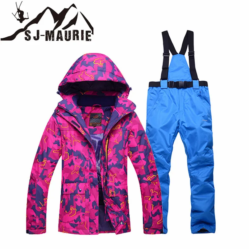 Женский зимний костюм, лыжная куртка+ брюки, лыжный комплект, водонепроницаемая ветровка, зимнее пальто, куртка, уличные спортивные костюмы для сноуборда - Цвет: 14