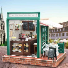 Милый кукольный дом Миниатюрный Кукольный Домик DIY с мебели 3D деревянный дом, игрушки подарок звезда кофе бар Z005# E