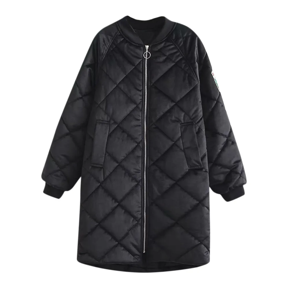 Женская куртка, модная женская куртка большого размера с вышивкой и стоячим воротником, толстая хлопковая куртка, зимняя женская куртка